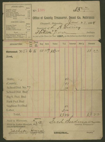 L.A. Ewing - Tax Receipt 27Jan98 Nebraska