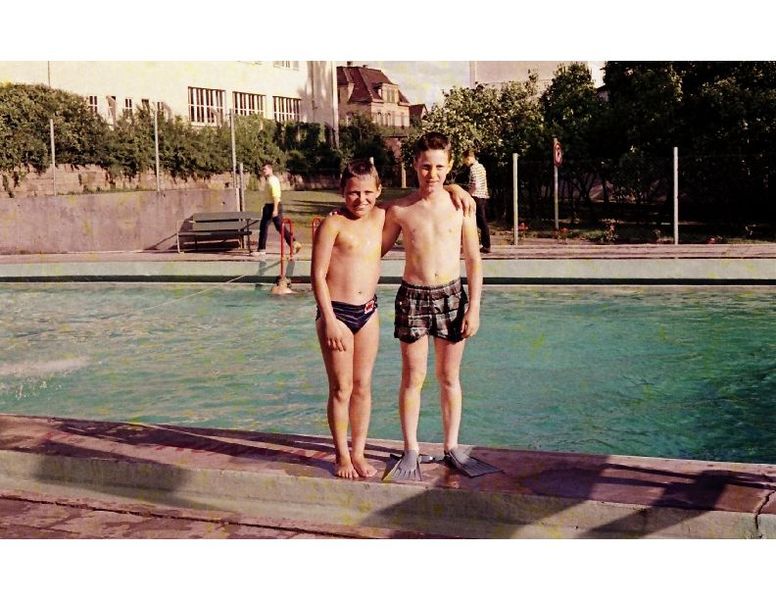 Bad Canstatt Pool c1959-Robin McGinnis (left) and Me