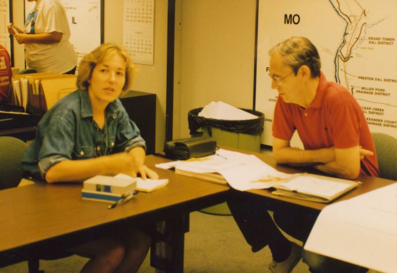 Reporter interviewing Emmett Hahn