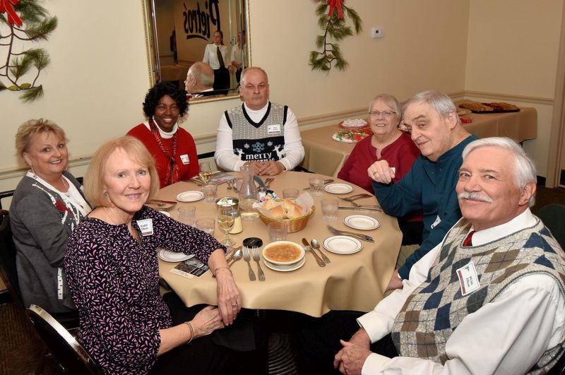 L to R:  Pat (Thoele) Cavato, Mary Elliott (foreground), Vivian Arthur, Bill Arthur, Mary Berman, Alan Berman, Russ Elliott