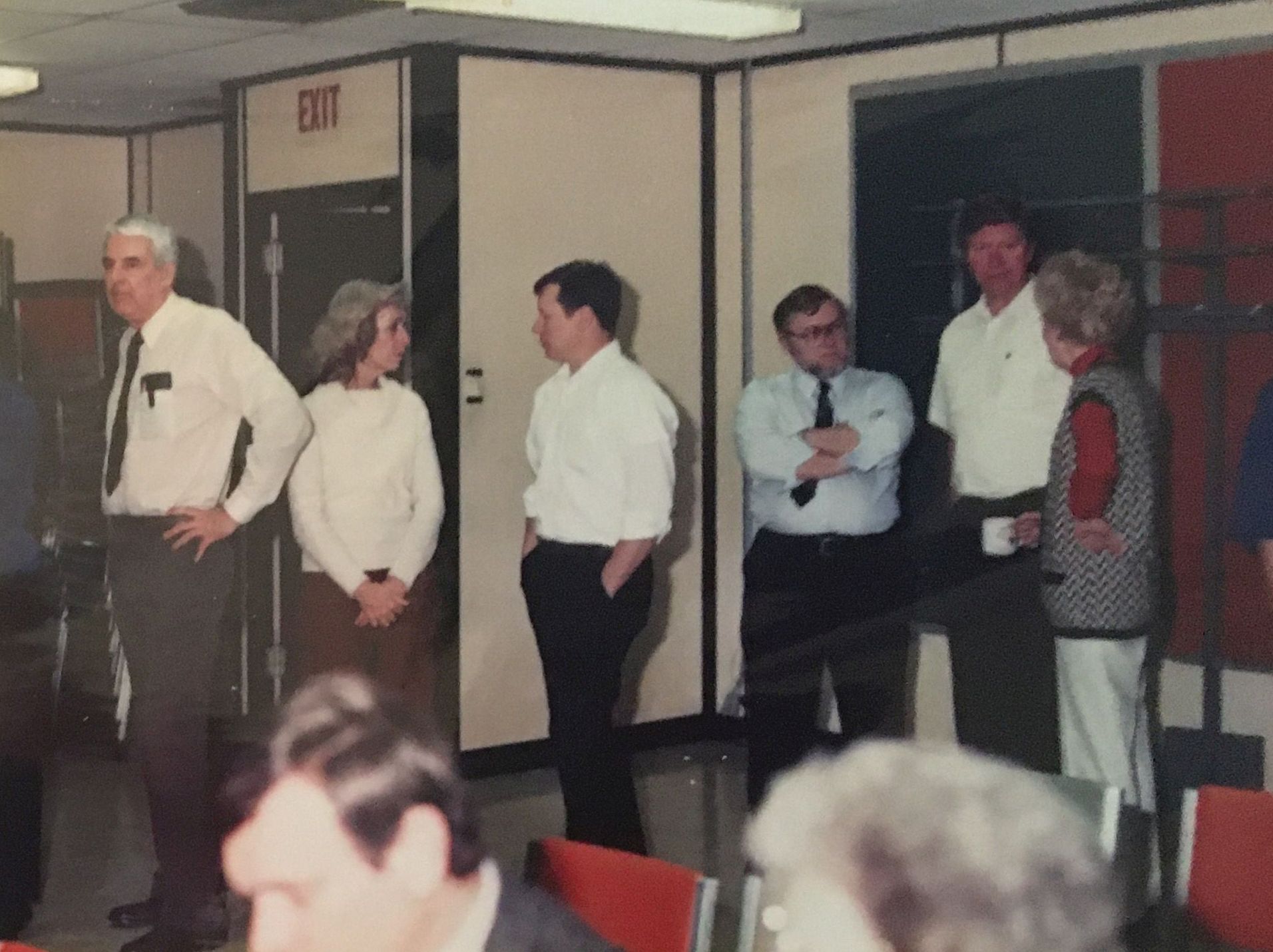 Faces of Jim Dorsey, Charlotte Heeb, Frank Grass, Ron Messerli, and Bob Johnson