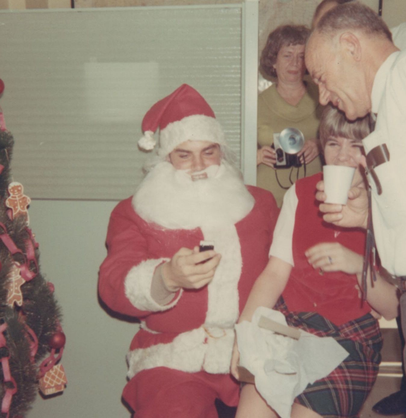 37-Santa Paul Schmidt, Helen Seibold, Mary Kahn Maddock and John Jansen-1968