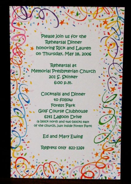 Rehearsal Dinner Invititation