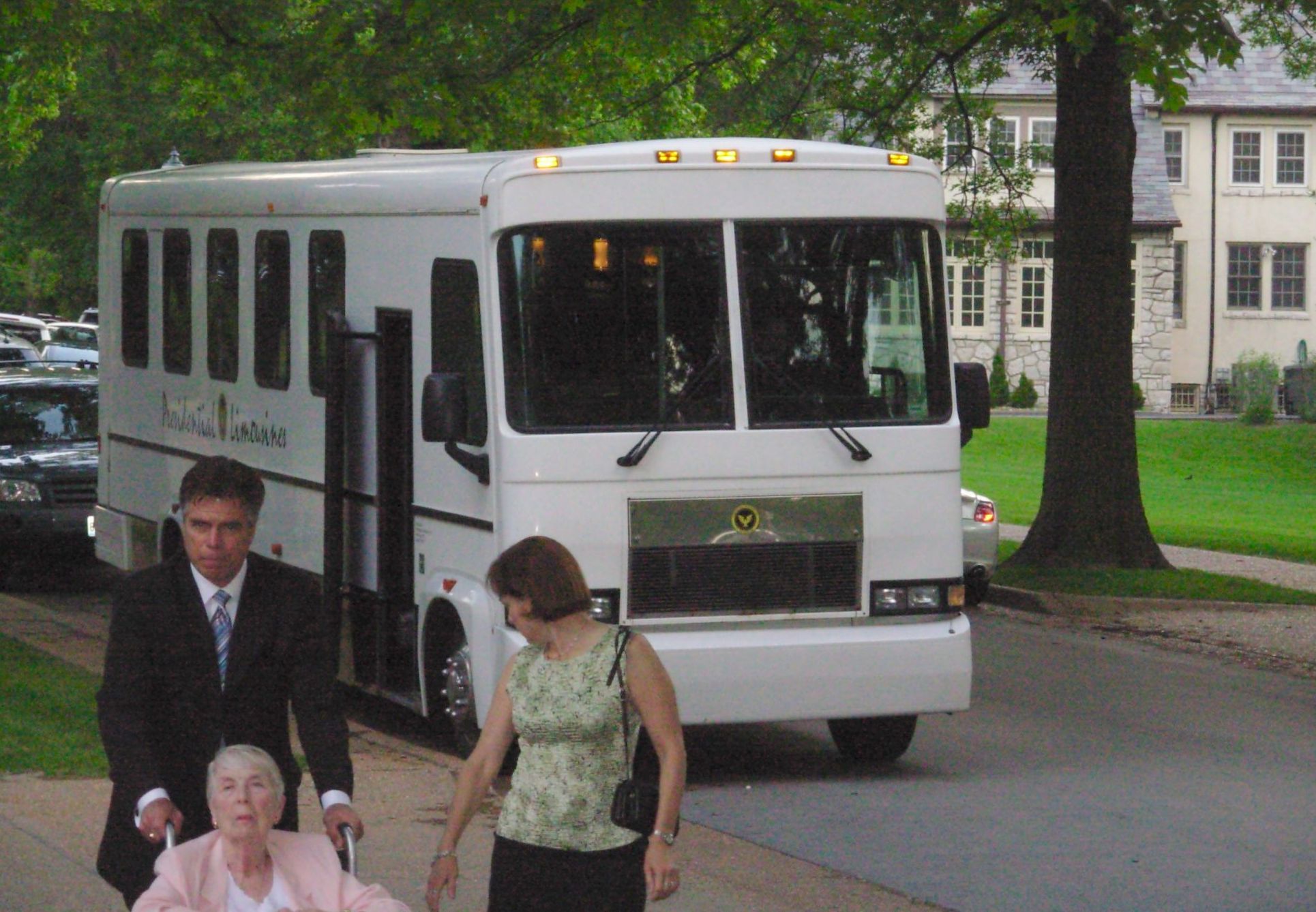 John, Leah, Aunt Dorothy w/Wedding Party Bus